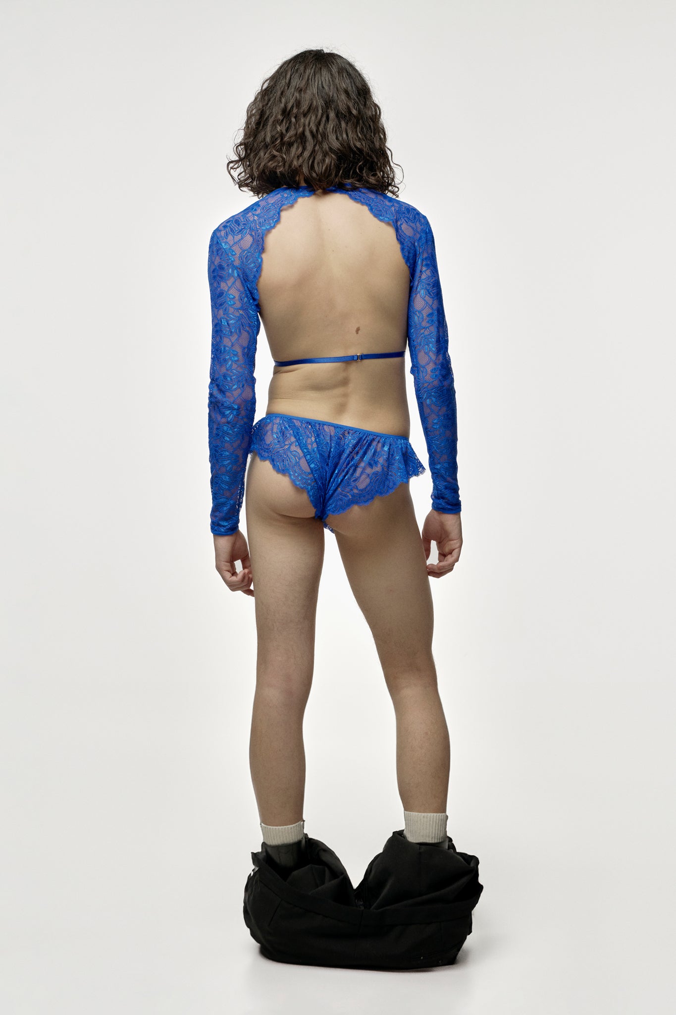 Louis Ruffle Thong - Sapphire Blue — FOD lingerie for men and non-binary bodies