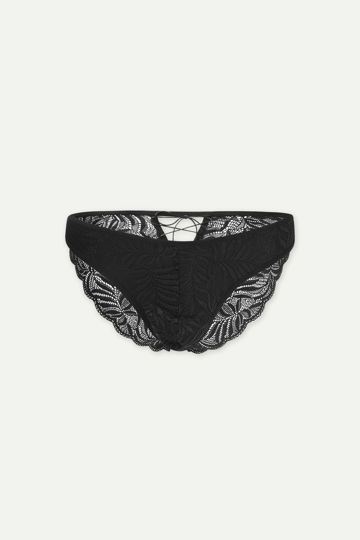 Tanga abierta Louis de encaje - Negro