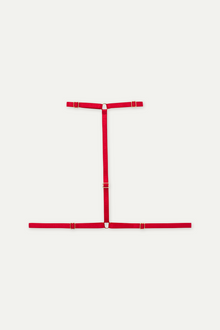 Satin T-Strap Chest Harness in Red - XS/S